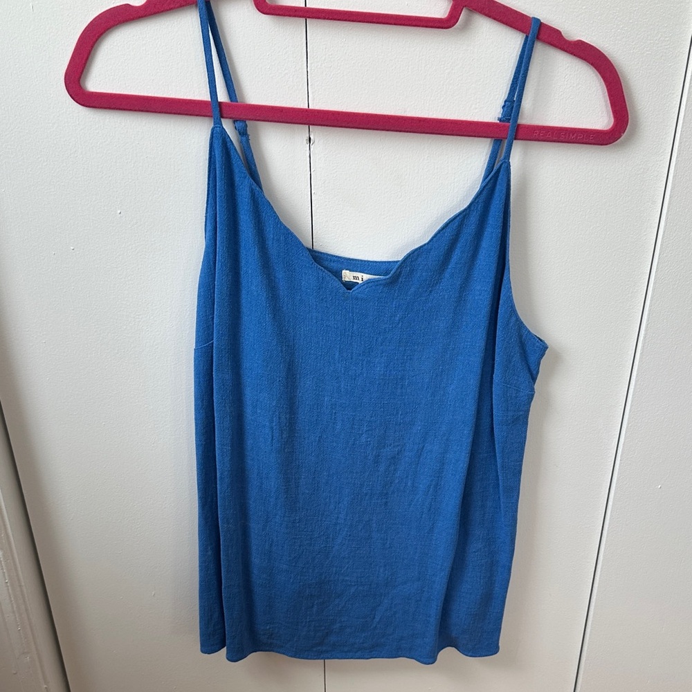 Blue Linen Tank Top Size M